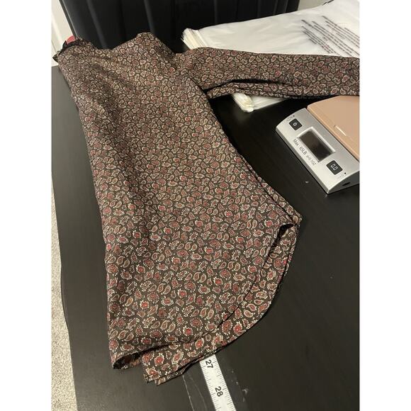 Vintage Womens Top Size 6 Brown Paisley Long Sleeve Button Up Prairie 60s FLAW - Picture 7 of 8